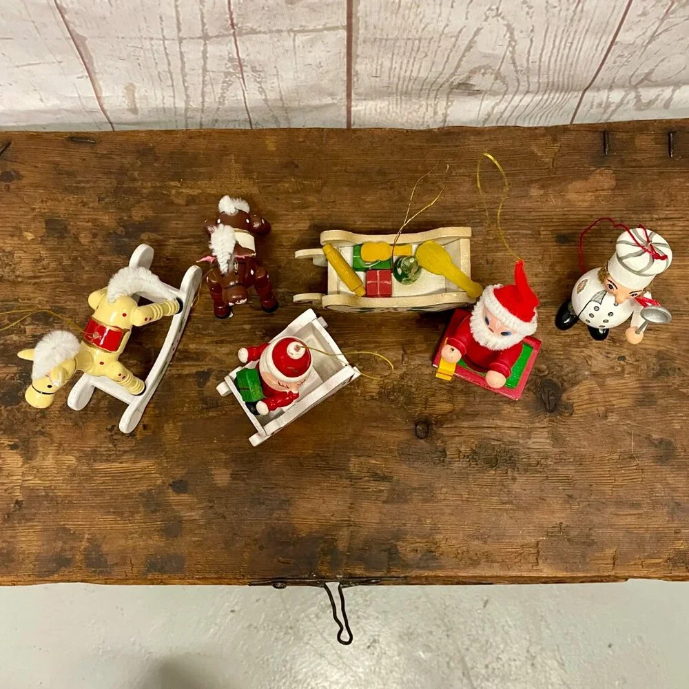 Lot of 6 Vintage Wooden Christmas ornaments